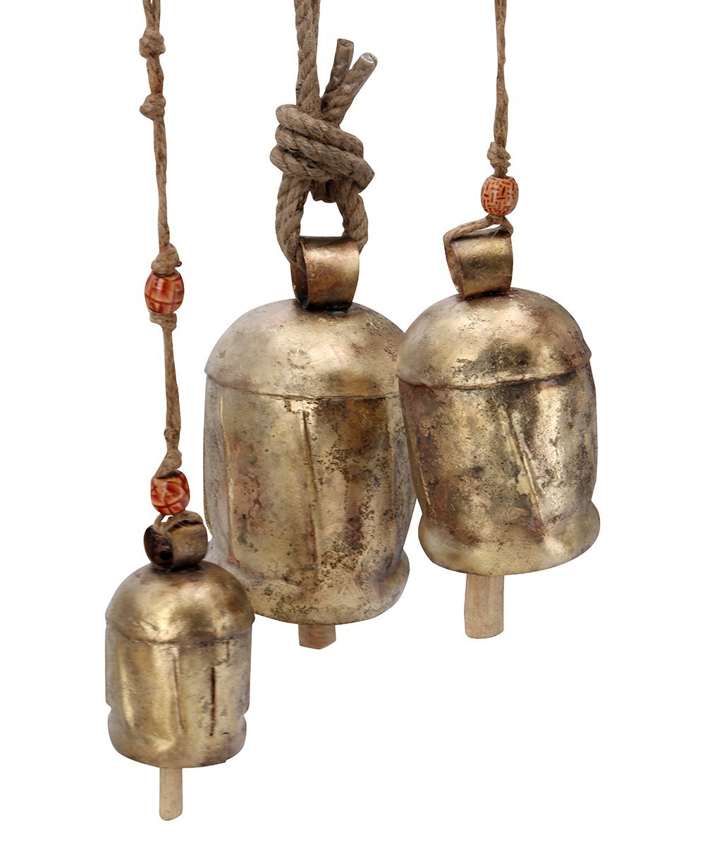 Deep Toned Traditional Indian Copper Cow Bells, Fair Trade - Wind Chimes Small