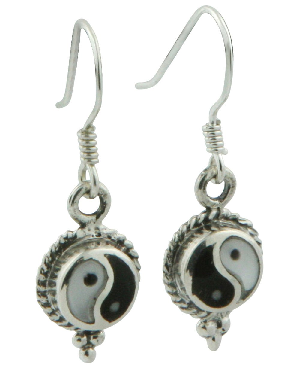 Delicate Yin Yang Earrings with Black Onyx and Mother of Pearl -