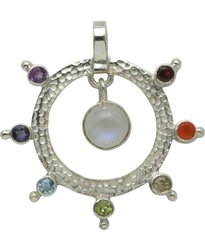 Dharma Wheel Chakra Pendant, Sterling Silver - Charms & Pendants