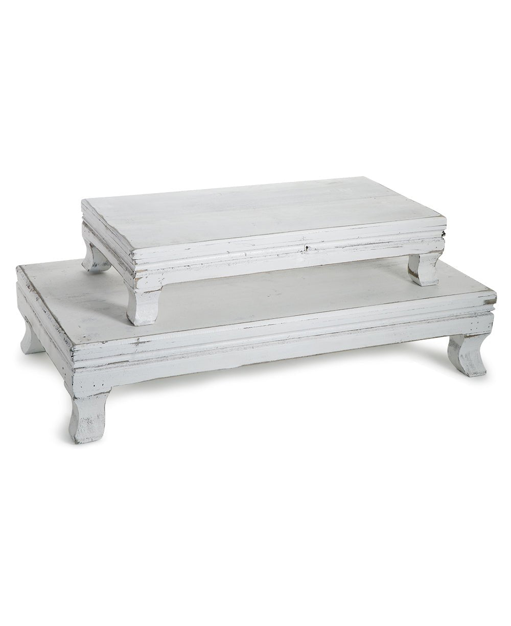 Distressed Farmhouse Design White Washed Pedestal Risers - Computer Risers & Stands Medium