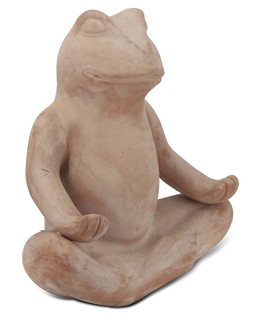 Distressed Wash Terracotta Meditating Frog Statue: A Whimsical Ode to Garden Serenity - Sculptures & Statues