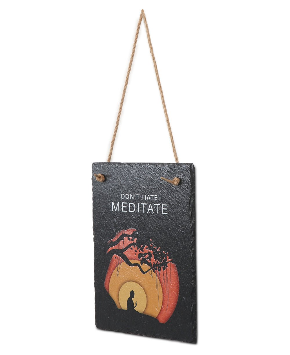 Don't Hate Meditate Bodhi Tree Slate Wall Hanging - Posters, Prints, & Visual Artwork