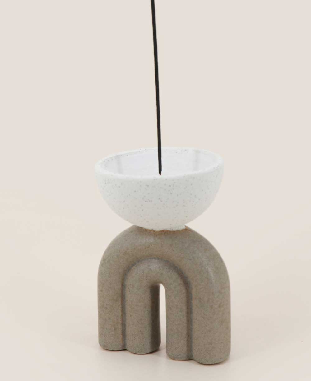 Earthenware Clay Two-Toned Incense Holder - Incense Holders