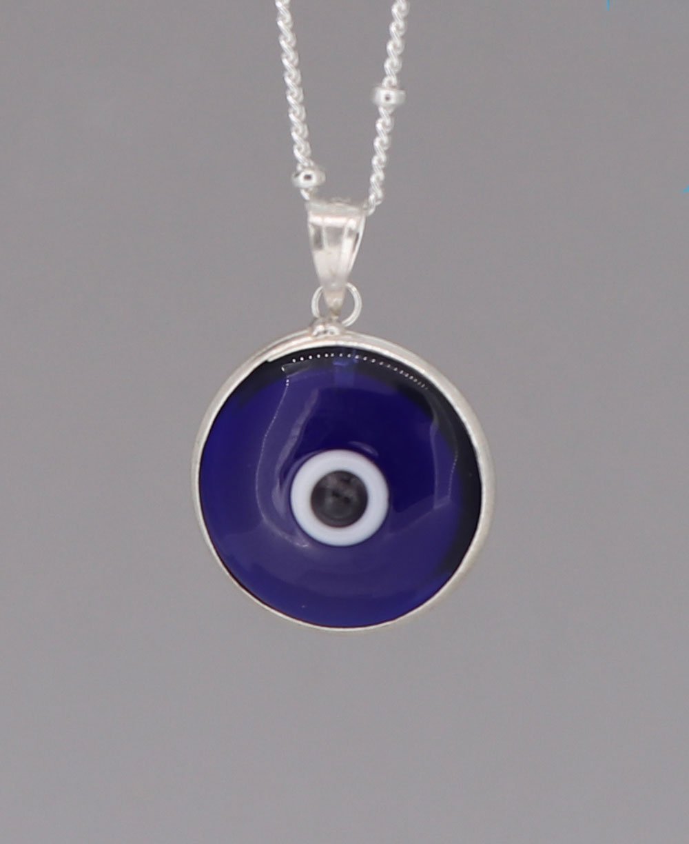 Enamel Work Small Evil Eye Charm Necklace - Necklace Indigo