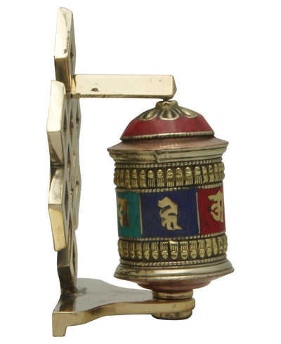 Endless Knot Design Brass Prayer Wheel - Religious Altars