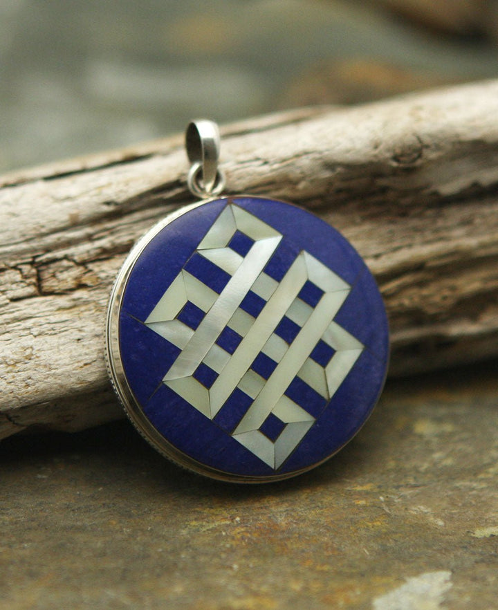 Endless Knot Pendant, Mother of Pearl and Sterling Silver - Charms & Pendants Lapis