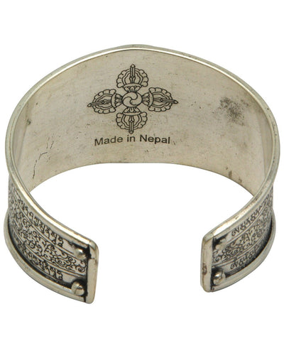 Engraved Buddha Medallion Cuff Bracelet, Nepal - Bracelets