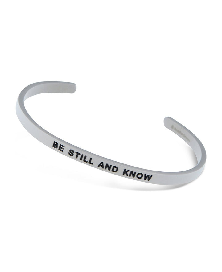 Engraved Metal Cuff Bracelet, Be Still and Know - Bracelets