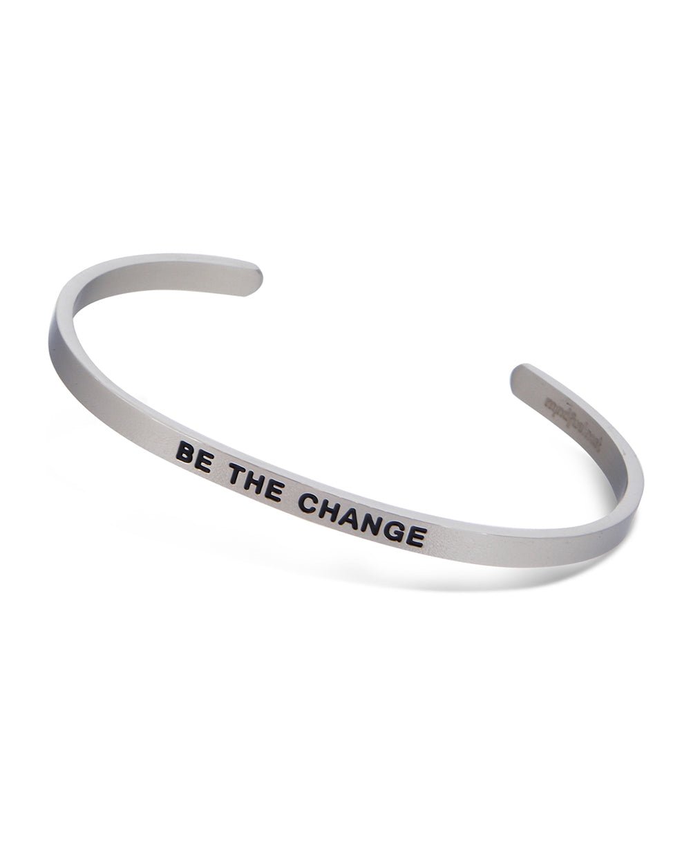 Engraved Metal Cuff Bracelet, Be The Change - Bracelets