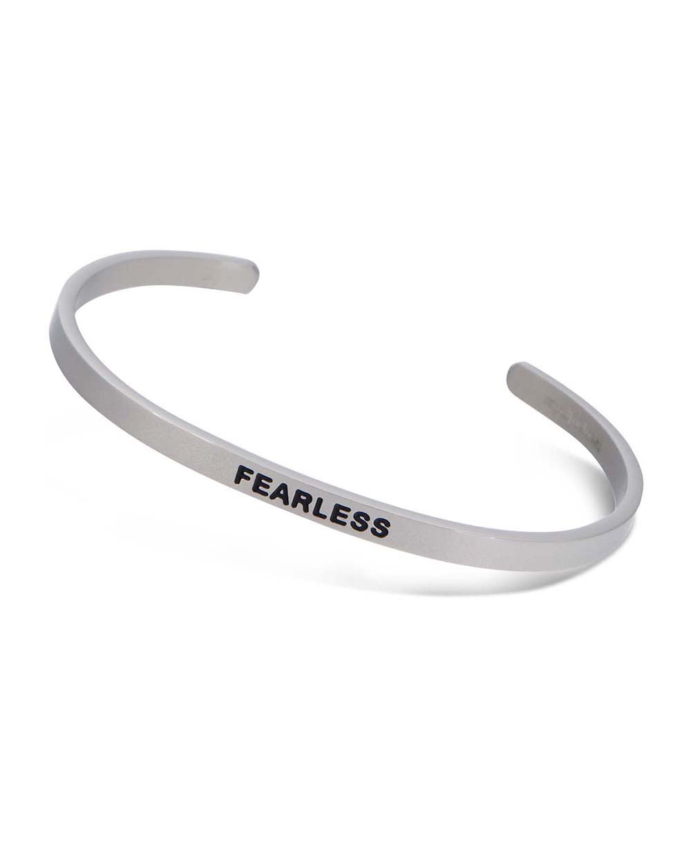 Engraved Metal Cuff Bracelet, Fearless - Bracelets