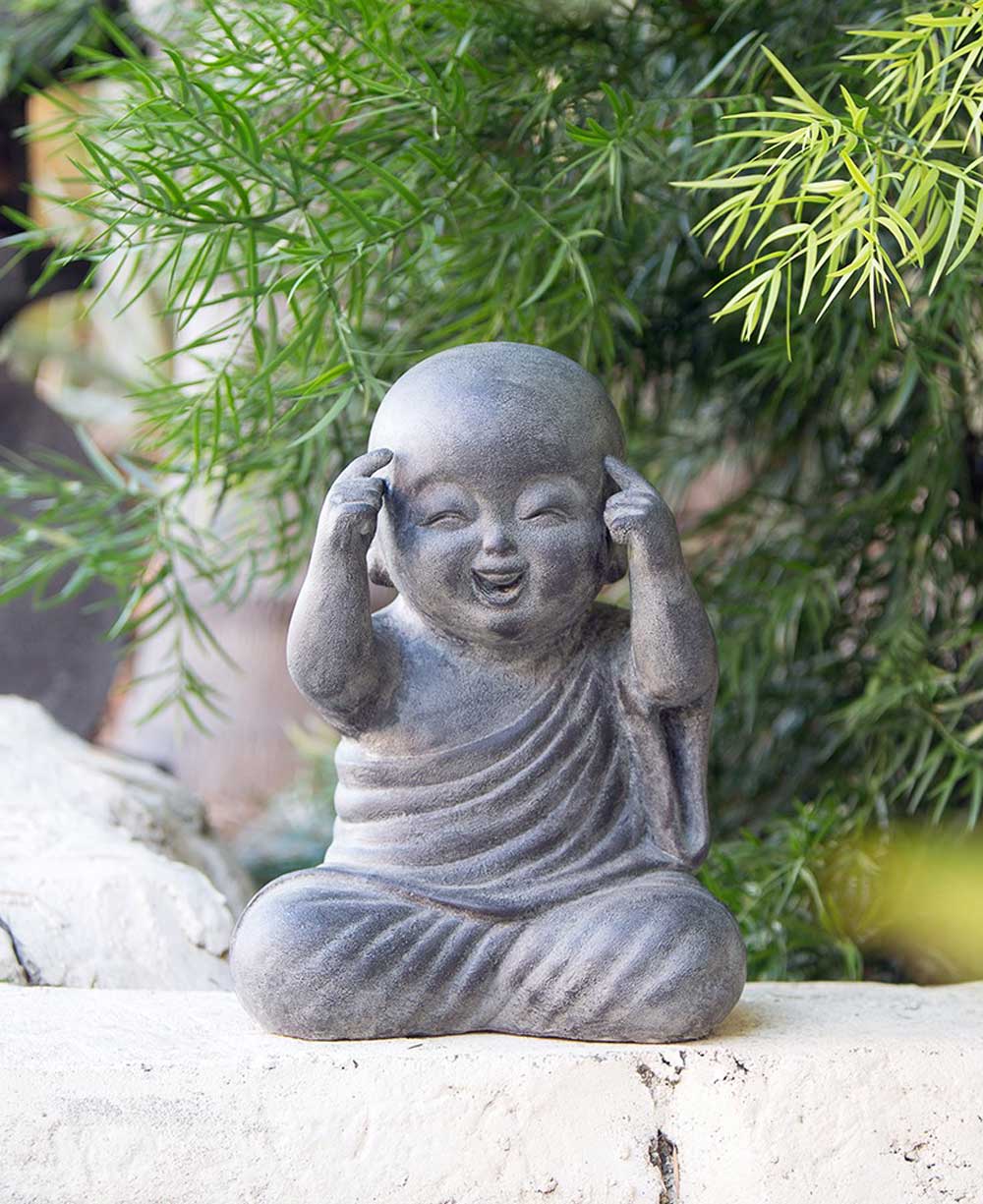 Enlightened Shaolin Monk Garden Statue, 16 Inches - Sculptures & Statues