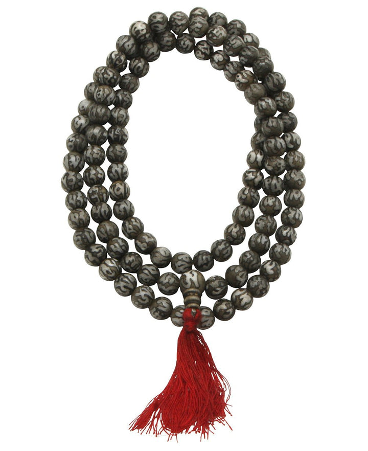 Etched Mother of Pearl Mantra Mala, 108 Beads - Meditation
