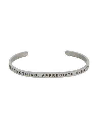 Expect Nothing, Appreciate Everything Inspirational Cuff - Bracelets