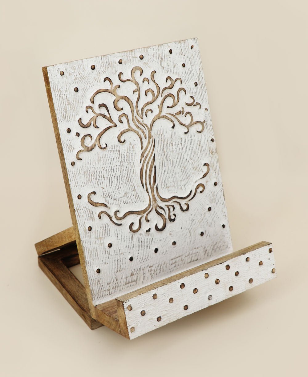 Fair Trade Carved Tree of Life Tablet And Book Stand - Book Stands & Rests