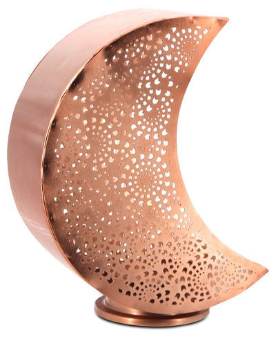 Fair Trade Moon Shaped Cutout Lantern Candle Holder - Candle Holders Copper