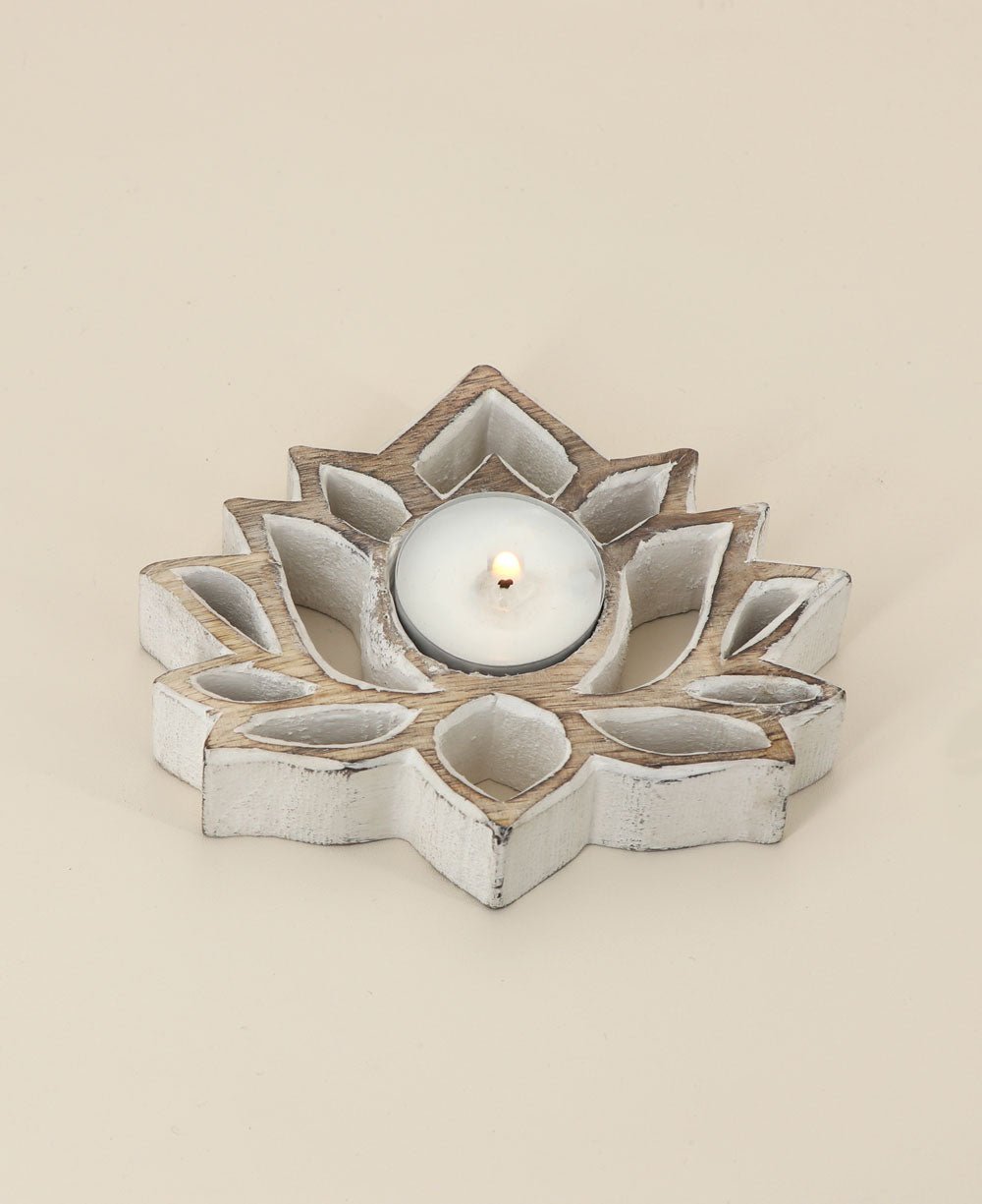 Fairtrade Cutout Lotus Tea light Holder - Candle Holders