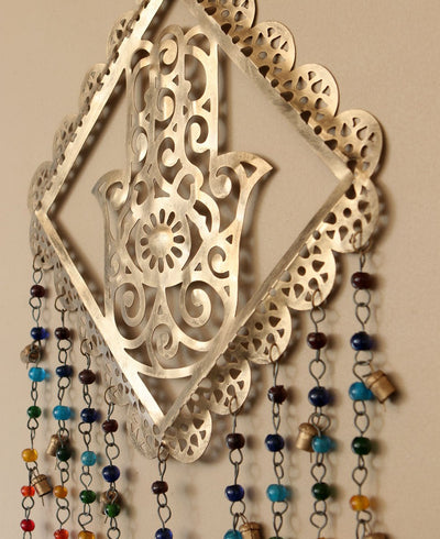 Fairtrade Hamsa Colorful Beads Wall Hanging Chime - Wind Chimes