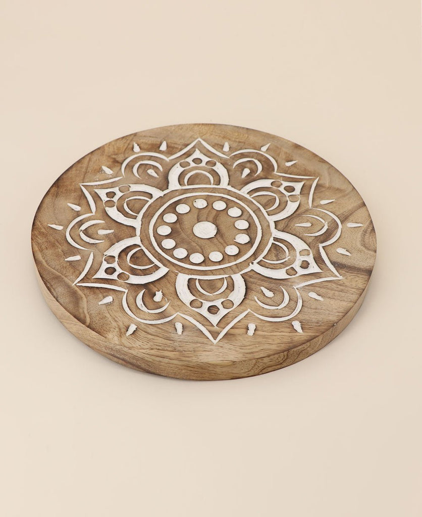 Mandala carved outlet in wood