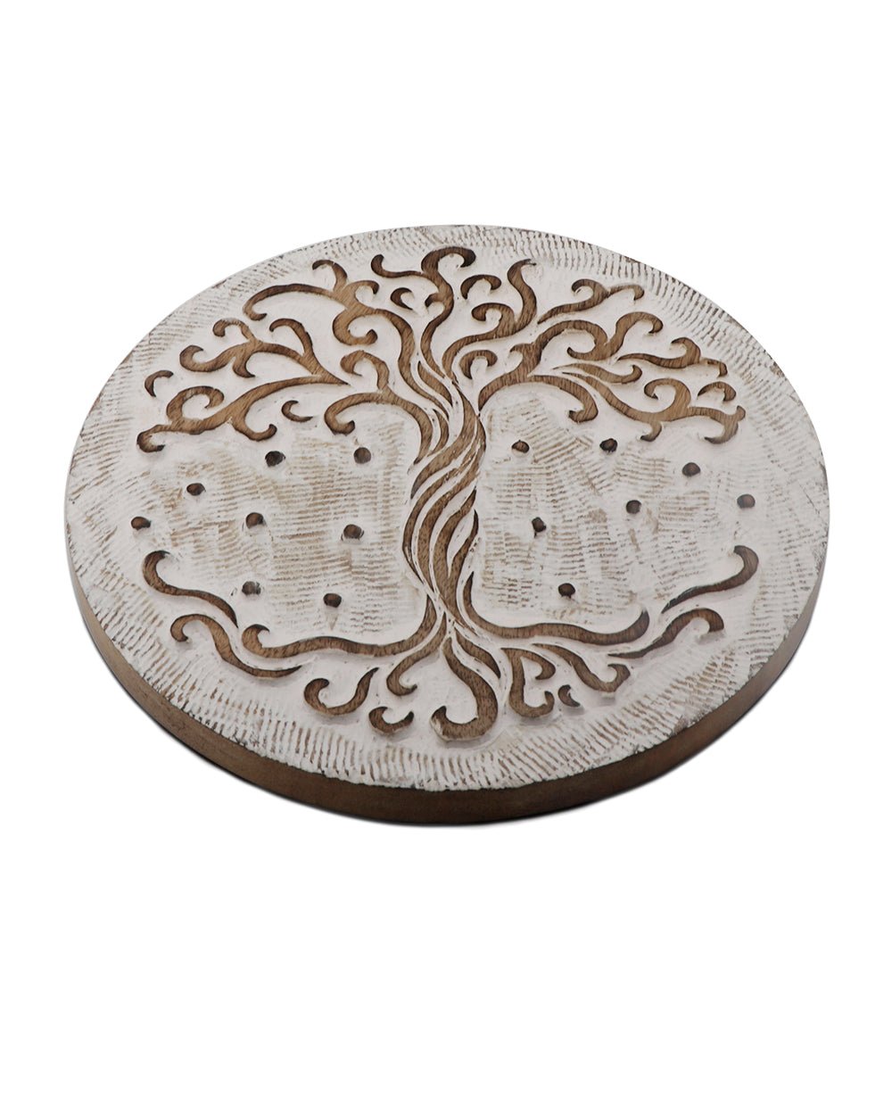 Fairtrade Hand Carved Wood Tree of Life Trivet - Trivets