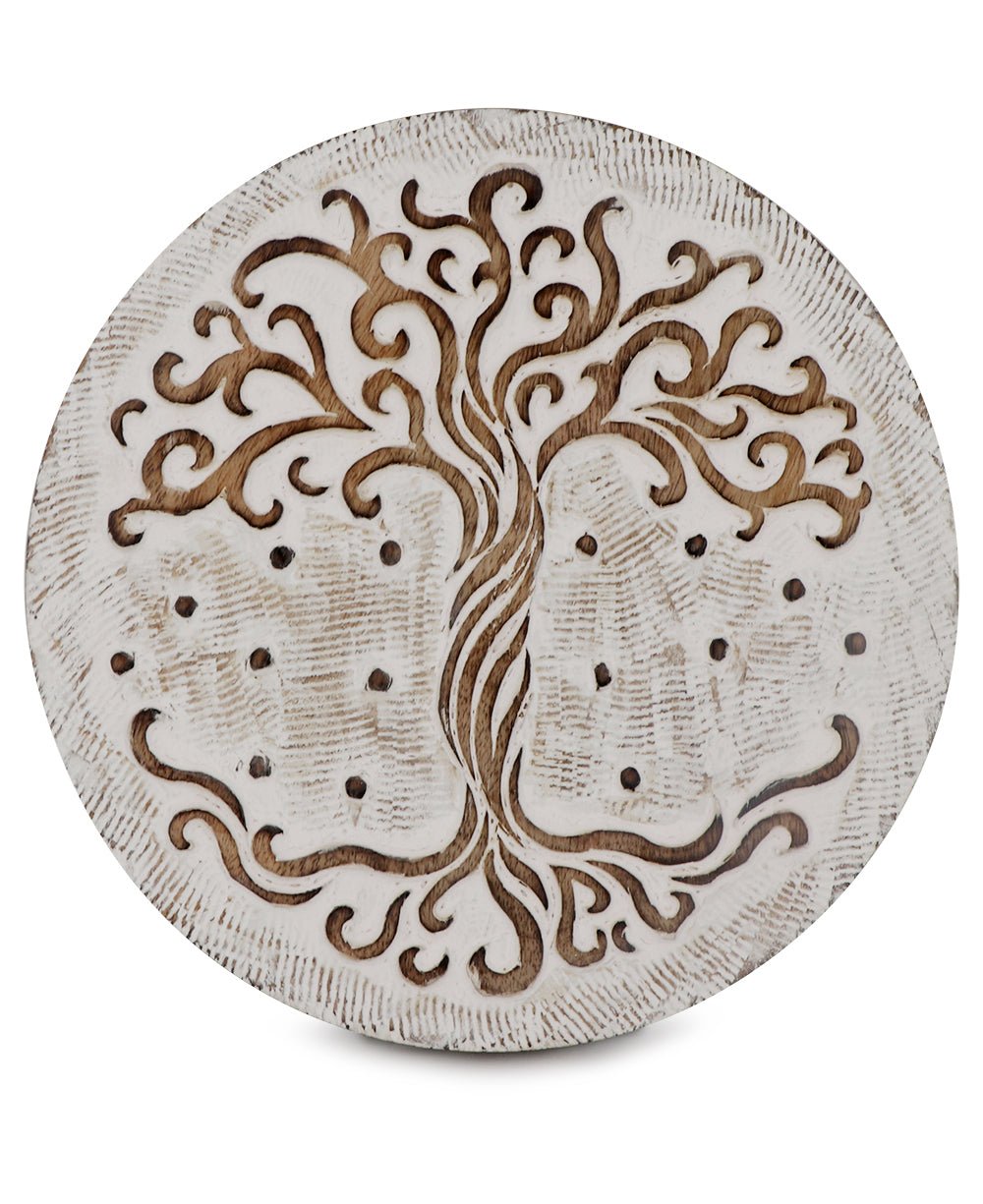 Fairtrade Hand Carved Wood Tree of Life Trivet - Trivets