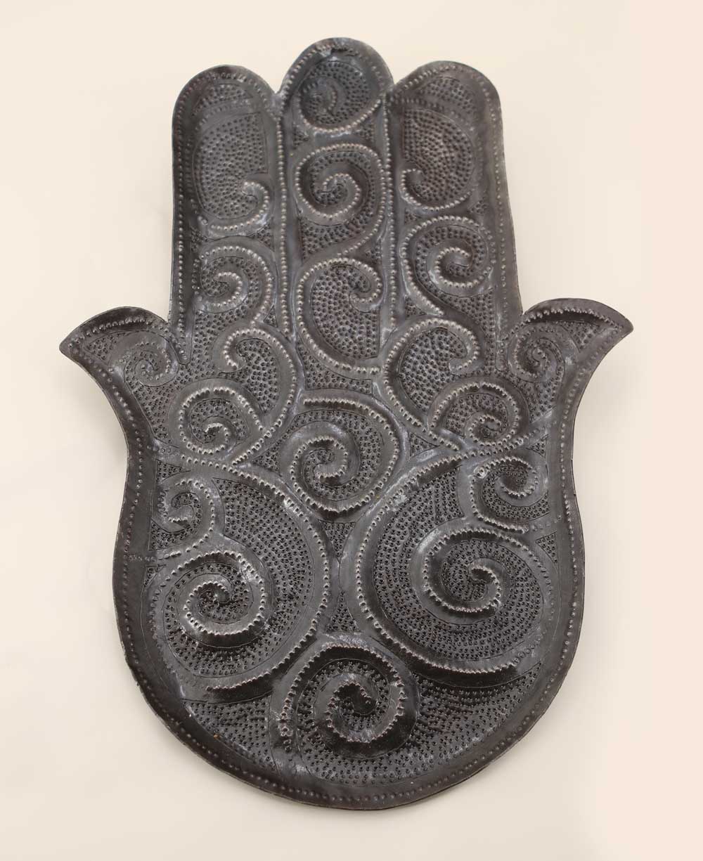 Fairtrade Recyled Metal Hamsa Tray, Haiti - Decorative Trays