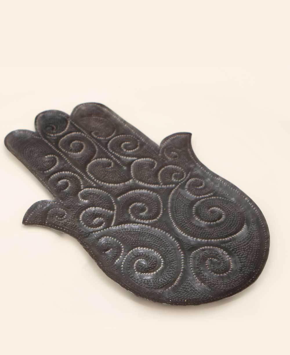 Fairtrade Recyled Metal Hamsa Tray, Haiti - Decorative Trays