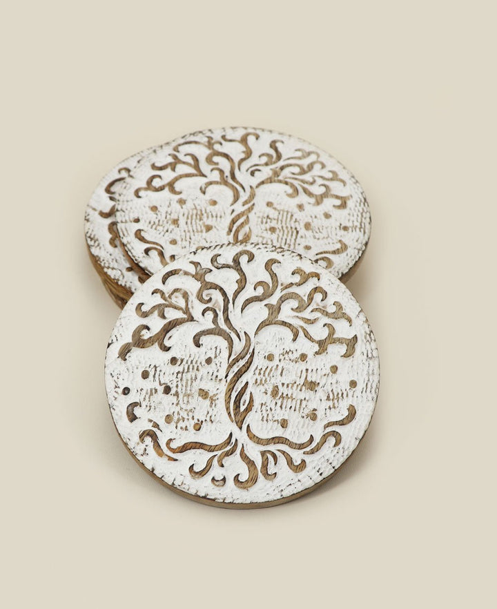 Fairtrade Set of 4 Tree of Life Wood Coasters - Coasters