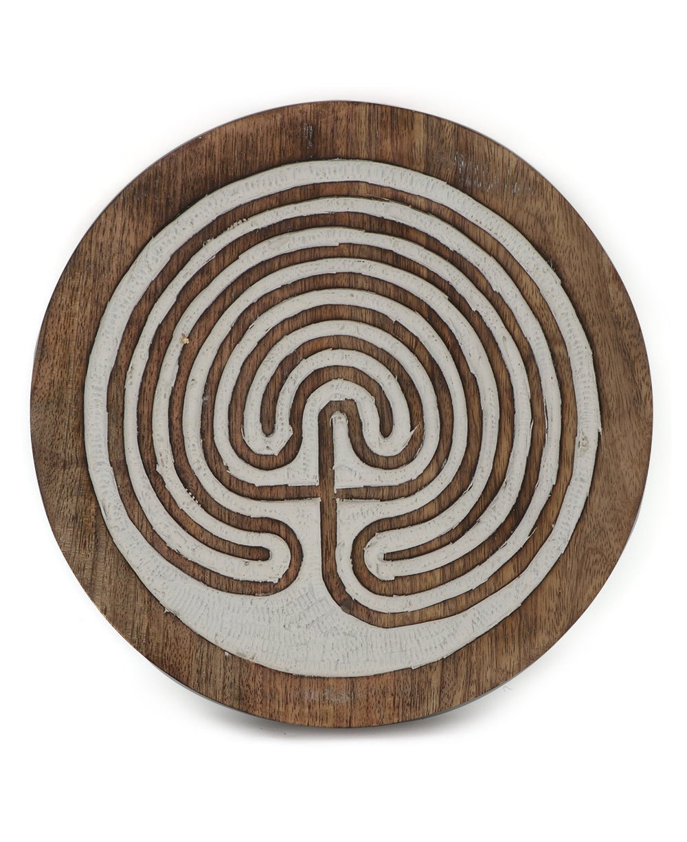 Fairtrade Seven Circle Wood Meditation Labyrinth Trivet and Wall Hanging - Puzzles