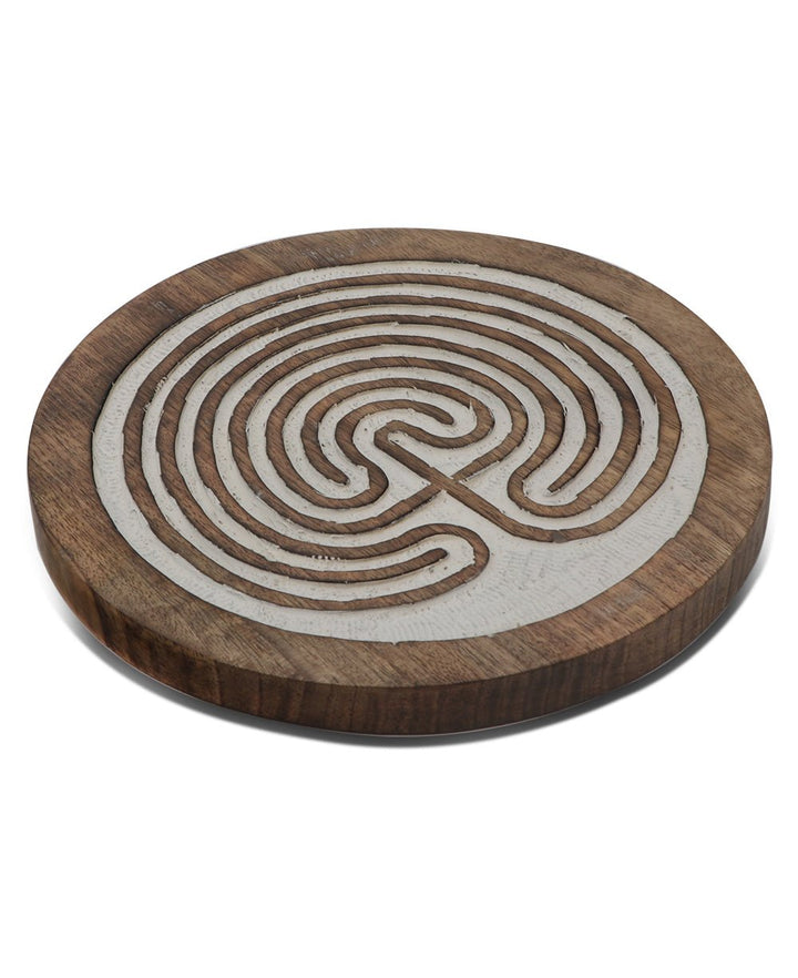 Fairtrade Seven Circle Wood Meditation Labyrinth Trivet and Wall Hanging - Puzzles