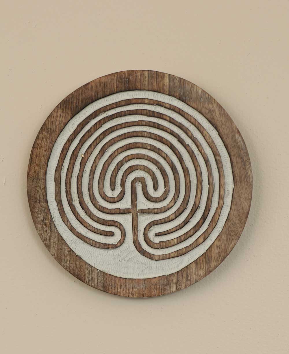 Fairtrade Seven Circle Wood Meditation Labyrinth Trivet and Wall Hanging - Puzzles
