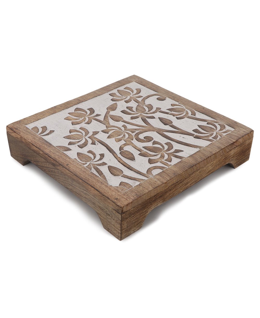 Fairtrade Sustainable Wood Lotus Risers And Statue Stands - Computer Risers & Stands Square