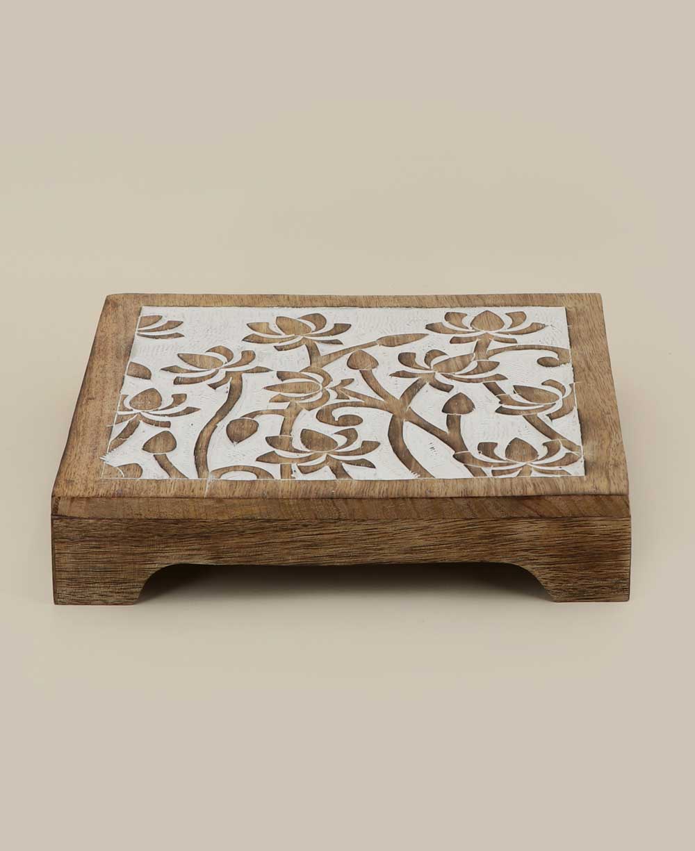 Fairtrade Sustainable Wood Lotus Risers And Statue Stands - Computer Risers & Stands Square