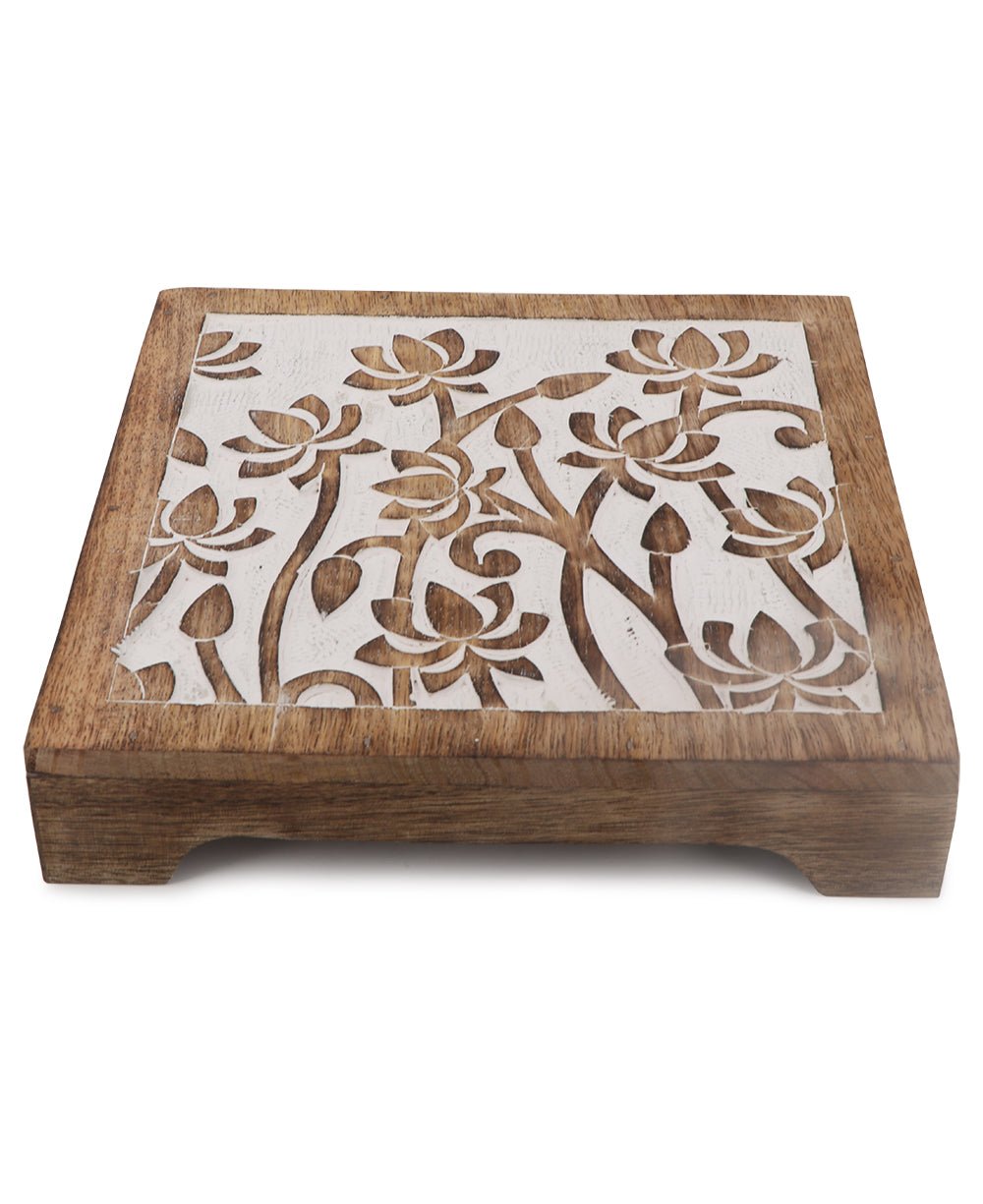 Fairtrade Sustainable Wood Lotus Risers And Statue Stands - Computer Risers & Stands Square