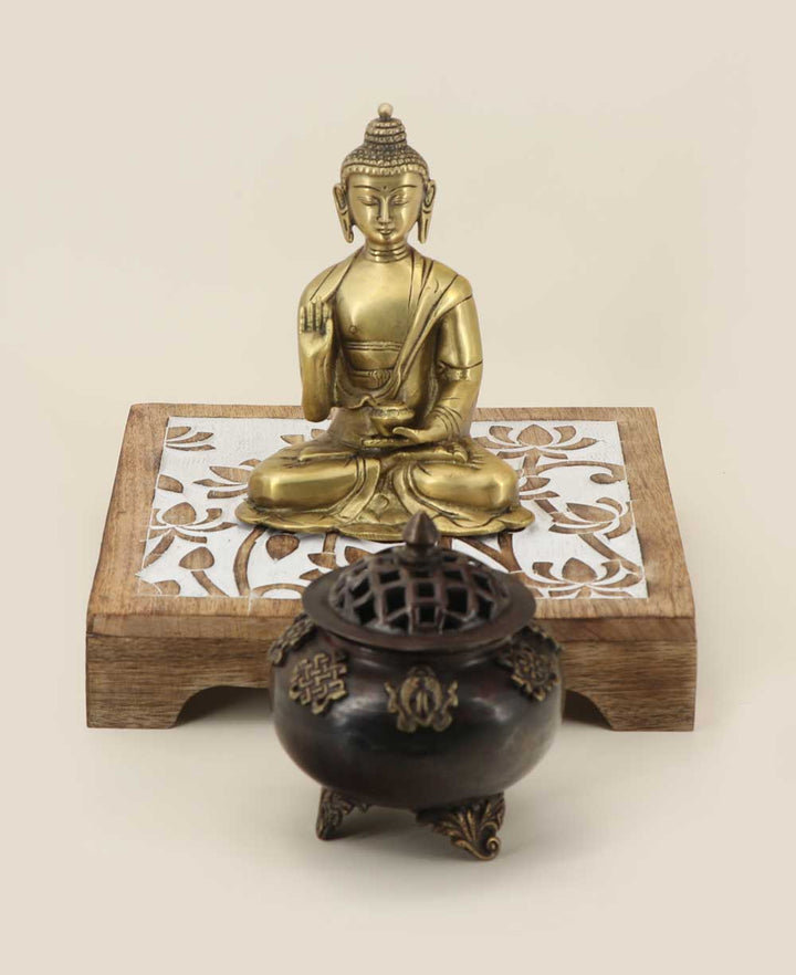 Fairtrade Sustainable Wood Lotus Risers And Statue Stands - Computer Risers & Stands Square