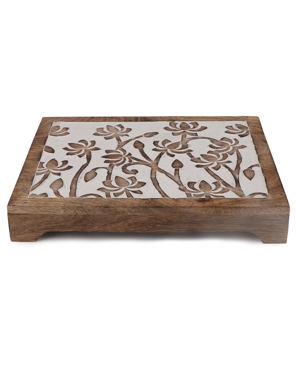 Fairtrade Sustainable Wood Lotus Risers And Statue Stands - Computer Risers & Stands Square