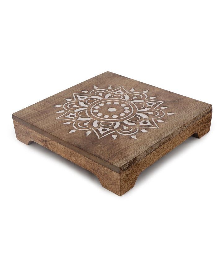Fairtrade Sustainable Wood Mandala Risers And Statue Stands - Computer Risers & Stands Rectangular