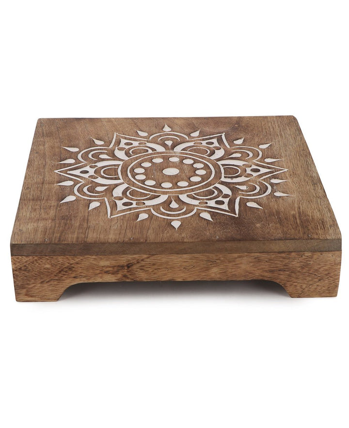 Fairtrade Sustainable Wood Mandala Risers And Statue Stands - Computer Risers & Stands Square