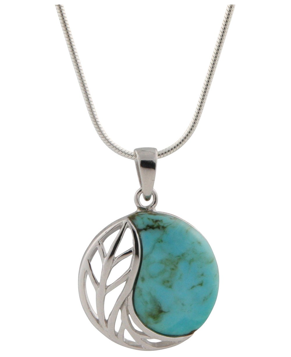 Feather and Turquoise Yin Yang Pendant, Sterling Silver - Charms & Pendants
