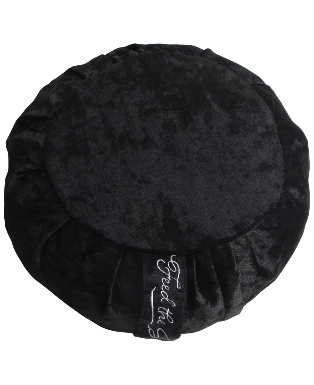 Feed the Spirit Velvet Zafu Cushion - Massage Cushions Black