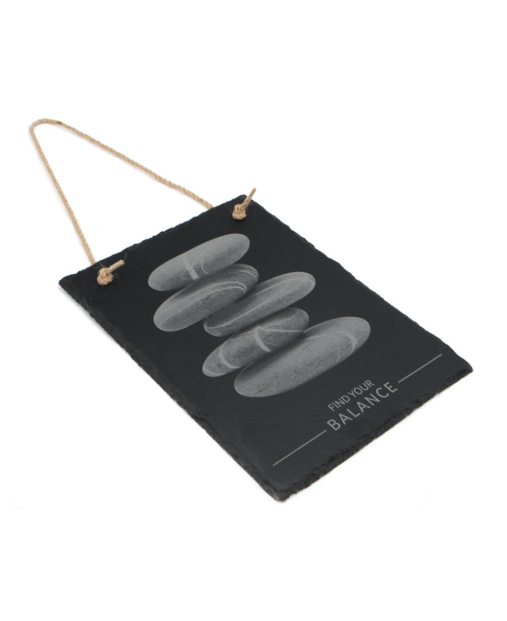 Find Your Balance Cairn Zen Rocks Slate Wall Hanging - Wind Chimes