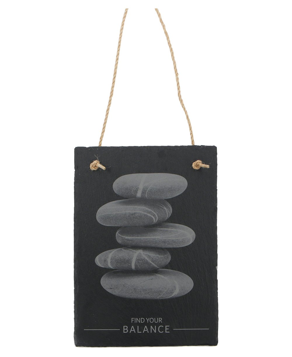 Find Your Balance Cairn Zen Rocks Slate Wall Hanging - Wind Chimes