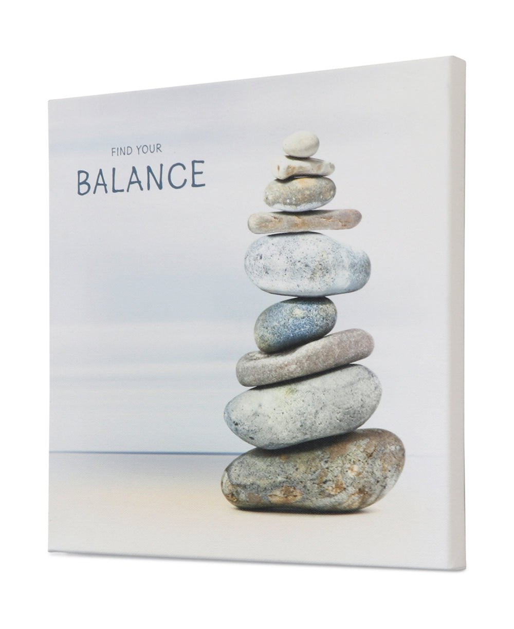 Find Your Balance Zen Cairn Stacked Rocks Canvas Print Wall Art - Posters, Prints, & Visual Artwork
