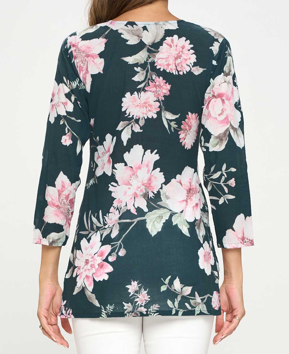 Floral Cotton Tunic Top - Apparel S