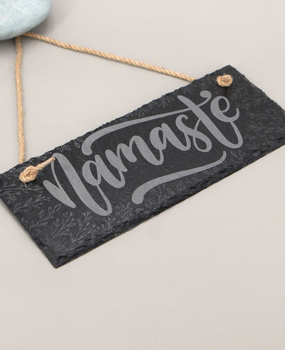 Floral Namaste Slate Wall Hanging - Wind Chimes