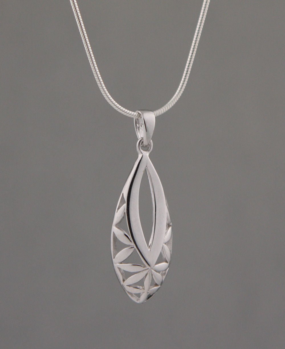 Flower of Life Teardrop Pendant, Sterling Silver - Charms & Pendants