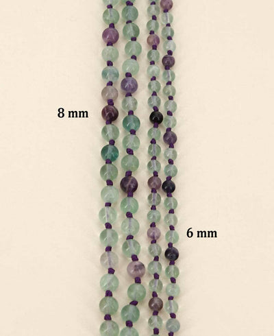 Fluorite Gemstone Meditation Mala, Knotted 108 Beads - Prayer Beads 6mm