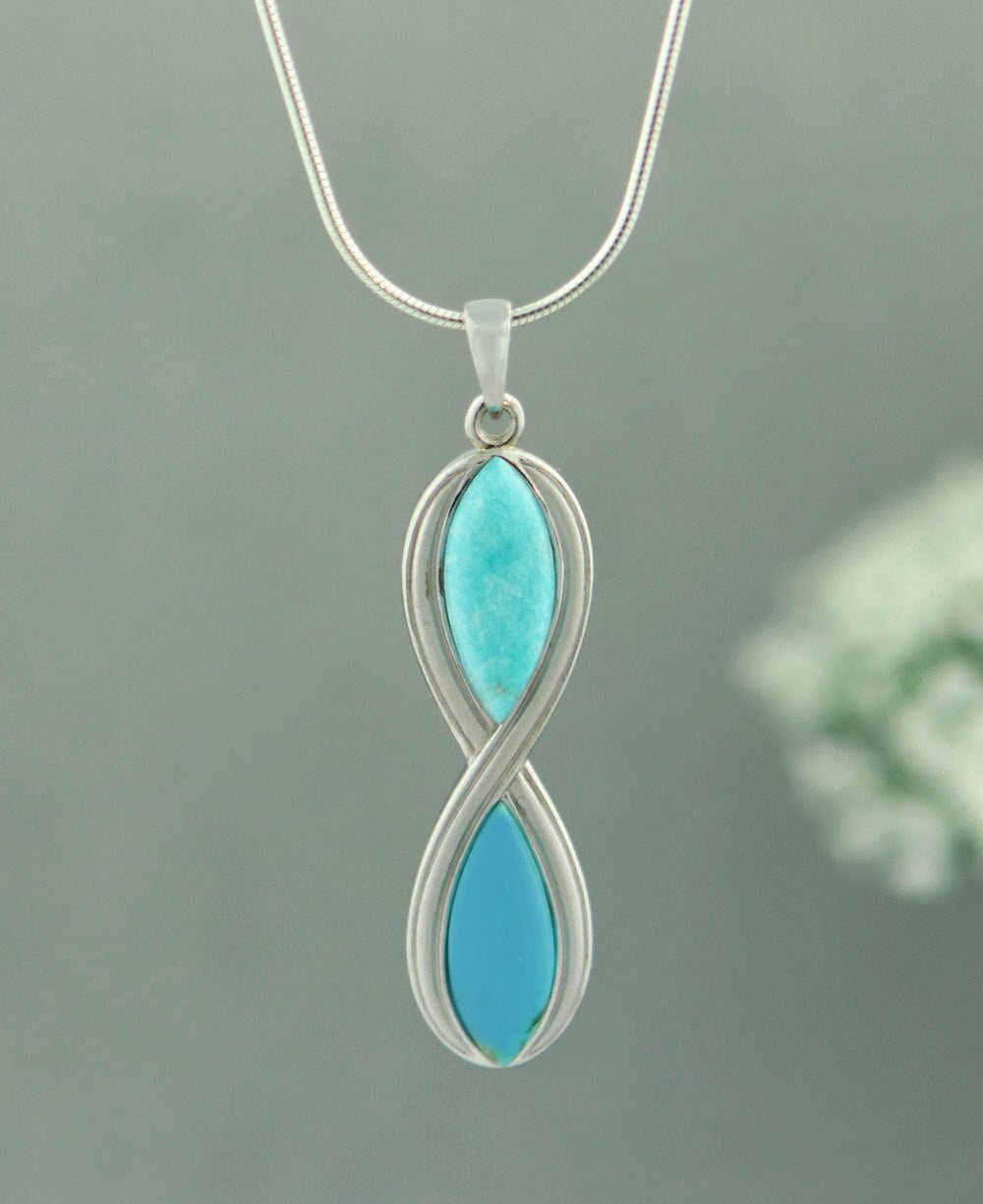 Forever Calm Amazonite and Turquoise Infinity Pendant - Charms & Pendants