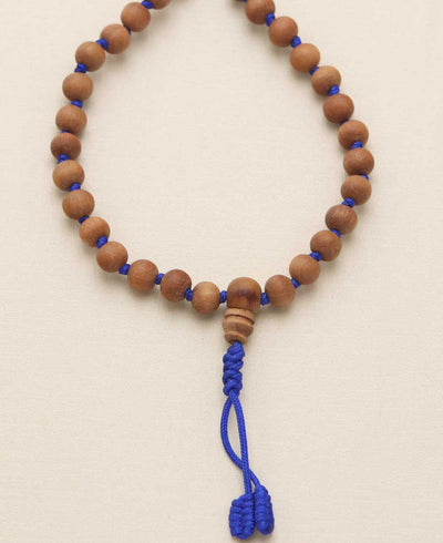 Fragrant Sandalwood Blue Knotted Meditation Mala - Prayer Beads
