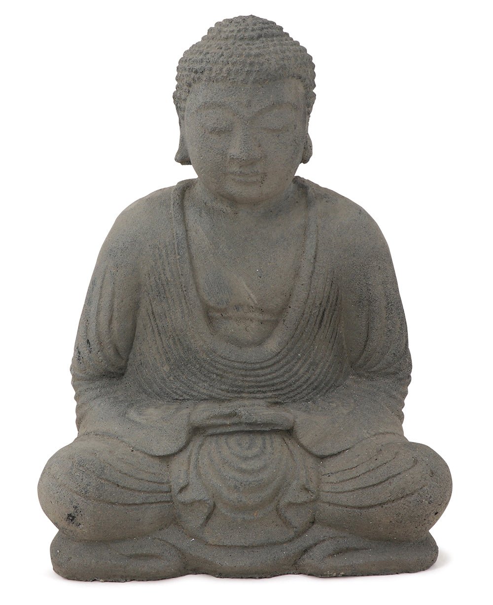 Garden Buddha Statue, Grey Cast Stone - Sculptures & Statues