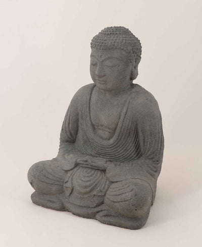 Garden Buddha Statue, Grey Cast Stone - Sculptures & Statues